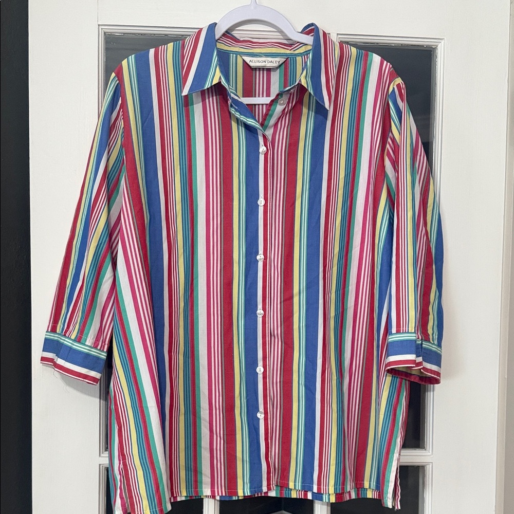Allison Daley Multicolor Striped Button Down Shirt